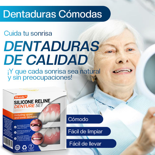 ✅Tienda Oficial | Bikenda™ Set de Relleno de Silicona para Dentaduras (Certificado por la Comisión Federal para la Protección contra Riesgos Sanitarios)